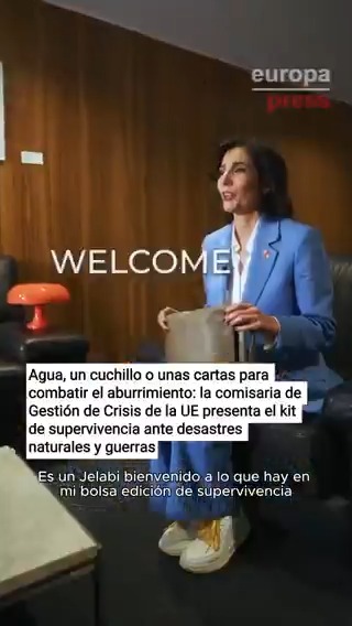 Agua, un cuchillo o unas cartas para combatir el aburrimiento: la comisaria de Gestión de Crisis de la UE presenta el kit de supervivencia ante desastres naturales y guerras