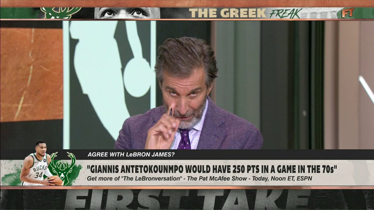 "Has [LeBron James] heard of Julius Erving? Giannis is not as good as Julius Erving." 😳 Chris Mad Dog Russo didn't appreciate LeBron saying Giannis would score "250 points a game" in the 70s 👀