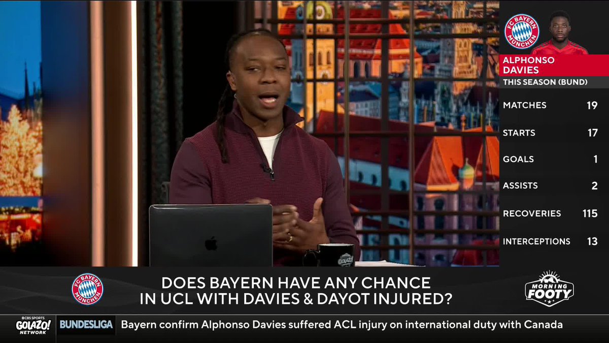 .Sam Ashoo, Nico Cantor, Michael Lahoud and Master react to the news of Alphonso Davies and Dayot Upamecano’s injuries and discuss how their absence impacts Bayern Munich’s UCL hopes ⬇️