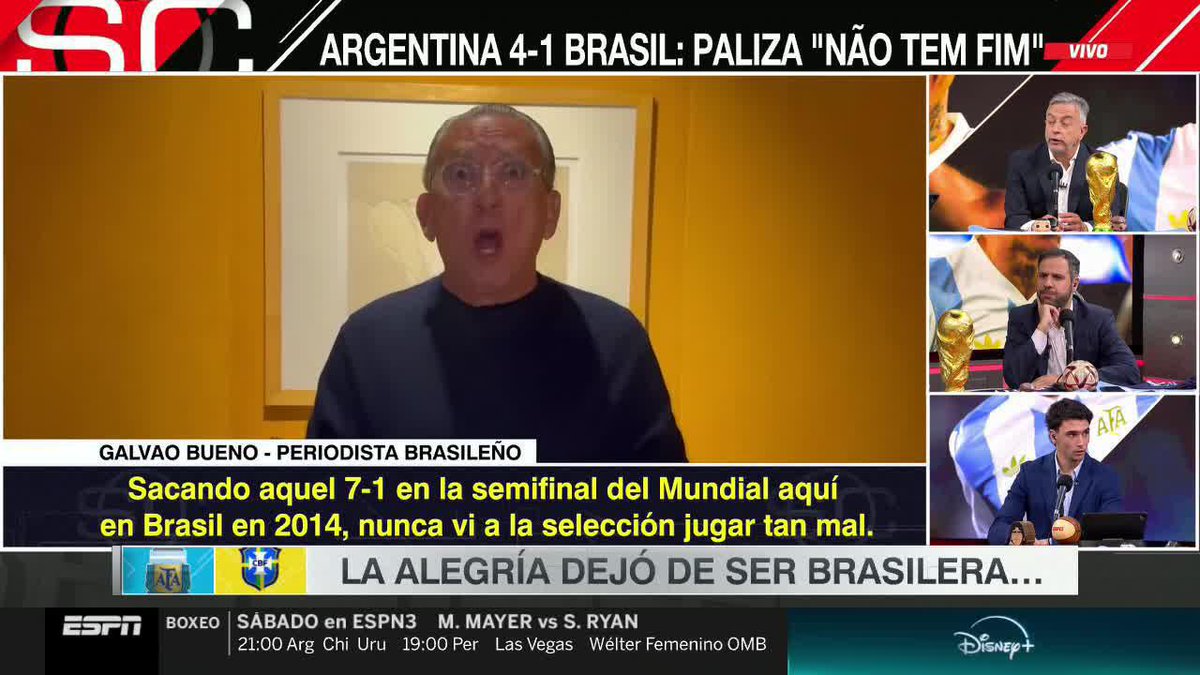 O desabafo do Galvão foi parar no SportsCenter argentino...