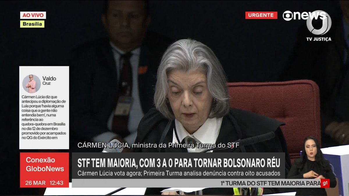 Carmén Lúcia diz que a denúncia da PGR contra Bolsonaro e aliados réus por tentativa de golpe não é inepta e explica: “Descreve indícios, fatos, circunstância, hora, dia e documentos.” ➡ Assista ao #ConexãoGloboNews: #GloboNews