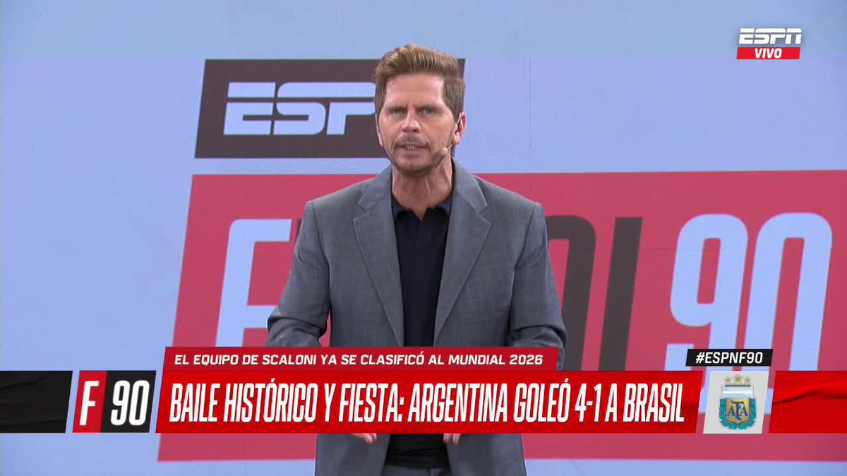 🗣️ "PALIZA FUTBOLÍSTICA" El comentario inicial del programa en voz del Sebastián Vignolo, tras la GOLEADA de #Argentina vs #Brasil. 📺 ¡No te pierdas #ESPNF90 en vivo por #DisneyPlus!