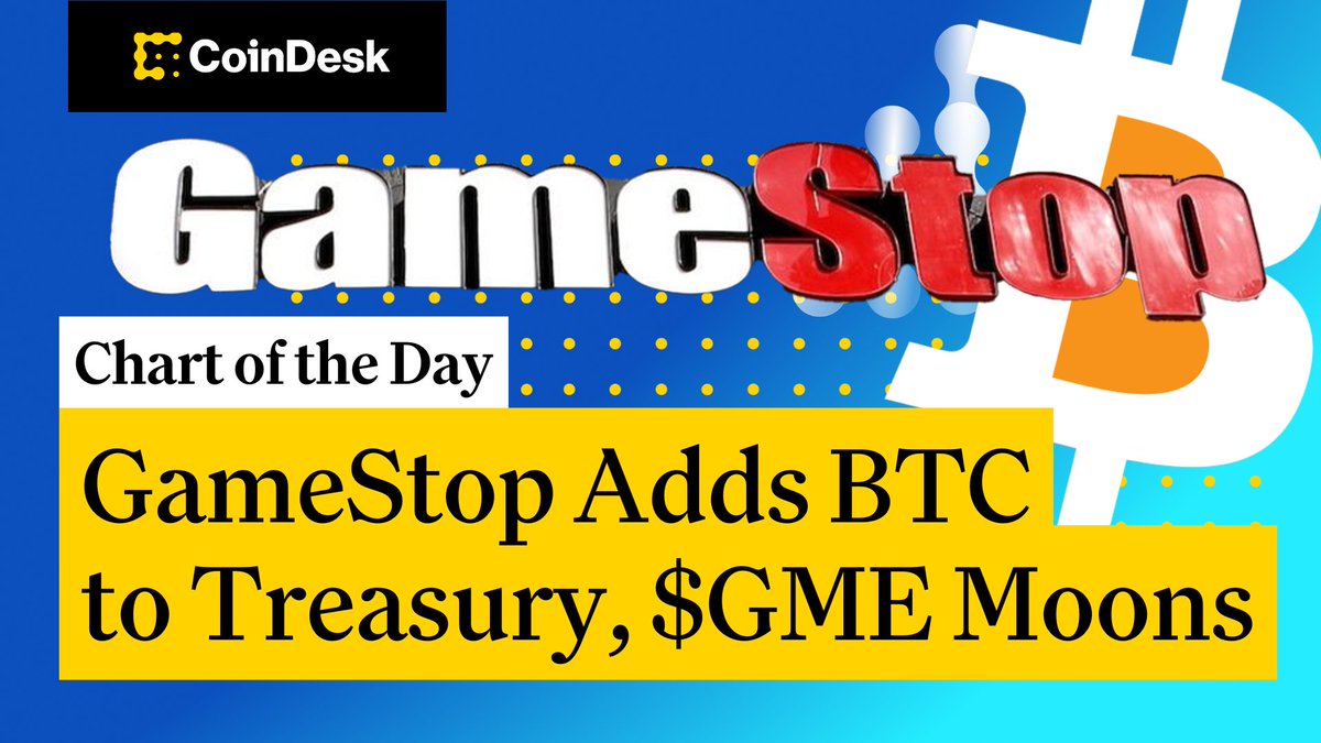 📊 $GME pumping after GameStop adopts bitcoin corporate treasury policy. Christine Lee has more on "Chart of the Day," presented by Crypto.com 🔗 👇