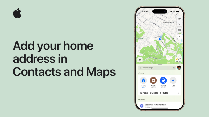 You can set your home and work address in Contacts and Maps so you can get directions, weather forecasts, and more. Here’s how, in iOS 18. Learn more: