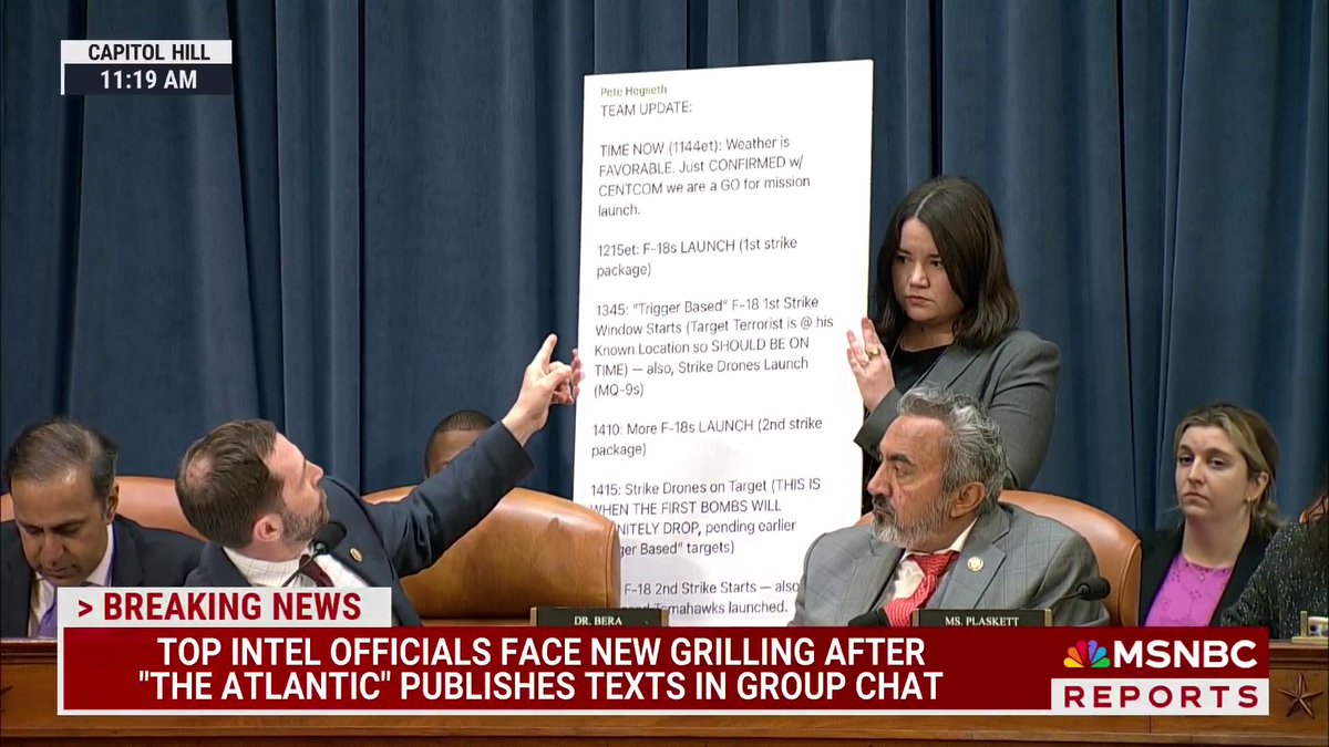Rep. Jason Crow (D-CO) puts Director of National Intelligence, Tulsi Gabbard, in the hot seat about where she was during the group chat text exchanges of the military plan and to explain her classification standards.