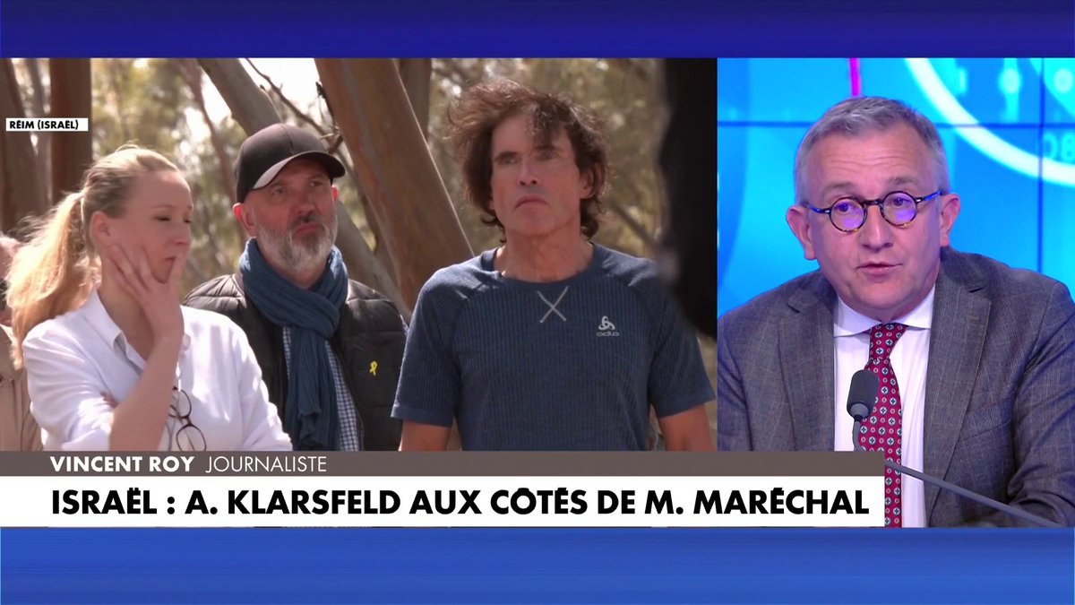 Vincent Roy : «Ce qui me frappe, lorsque je regarde ces images, c'est que la visite de Jordan Bardella en Israël est totalement éclipsée par cette image. [...] La petite fille de Jean-Marie Le Pen lui a volé la vedette.»