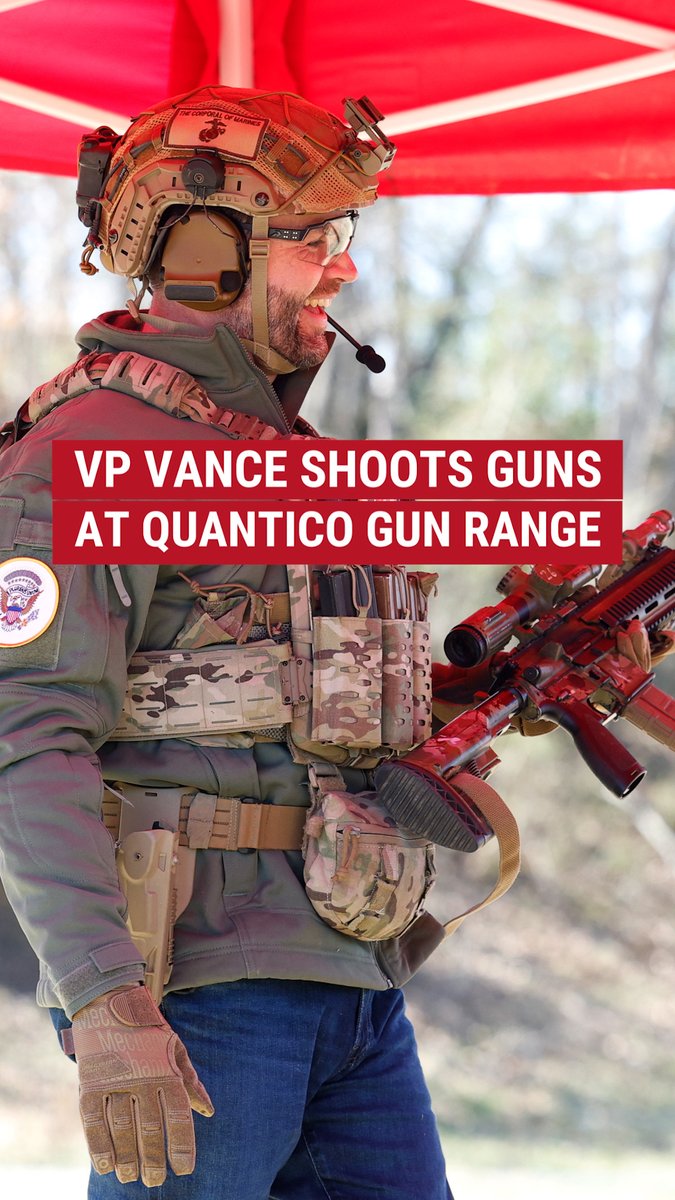 Vice President JD Vance shoots machine guns with Marines at Quantico gun range.