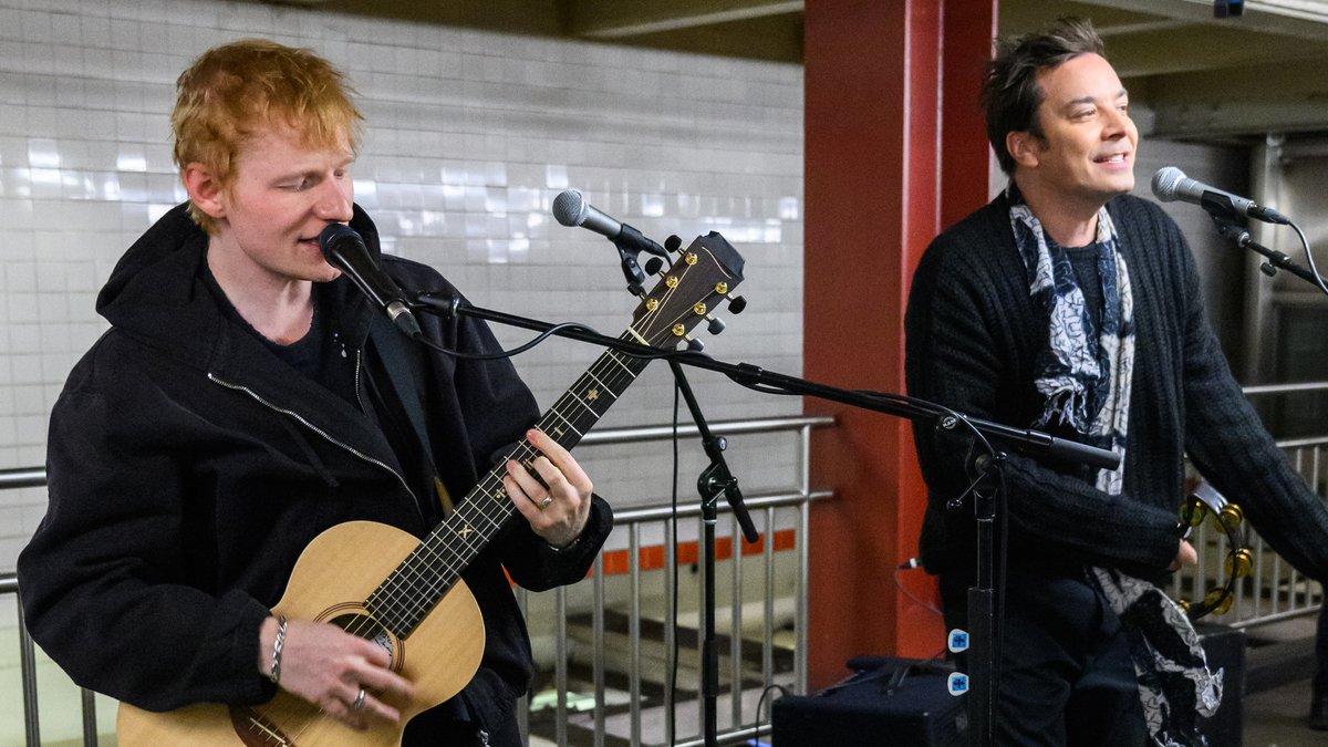 Sneak Peek: Ed Sheeran HQ and Jimmy busk in disguise at an NYC subway stop! #FallonTonight #PinkPonyClub #Azizam
