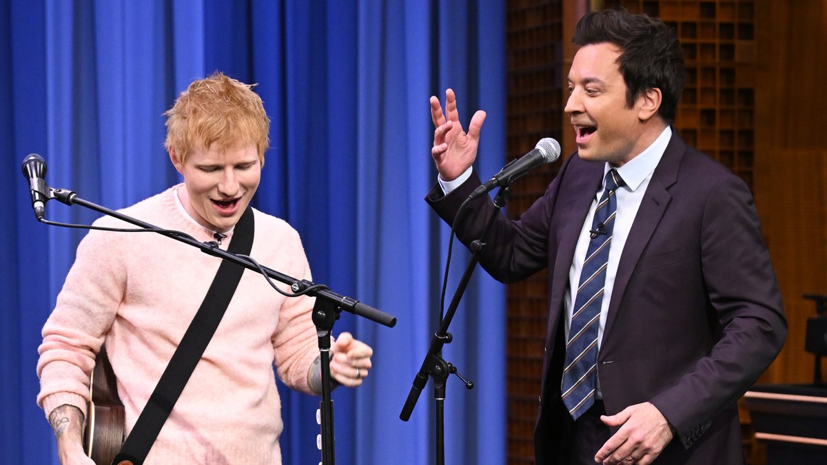 .Ed Sheeran HQ shows Jimmy how he builds “Shape of You” on his looping station! #FallonTonight