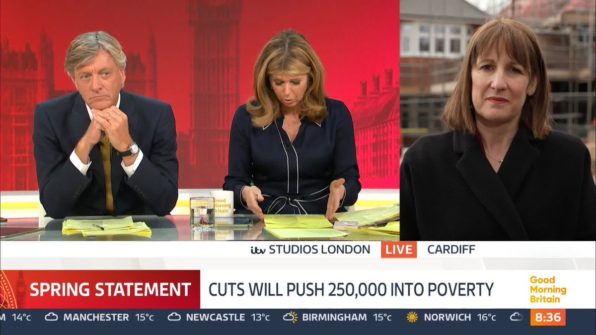 'People can see the damage but they can't see the vision' @KateGarraway challenges Chancellor Rachel Reeves about the accusation that she's 'robbing the poor' following the Spring Statement.