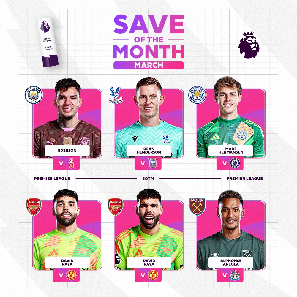 SIX stunning saves, but only ONE can win Save of the Month 🧤 Cast your vote for March ⬇️
