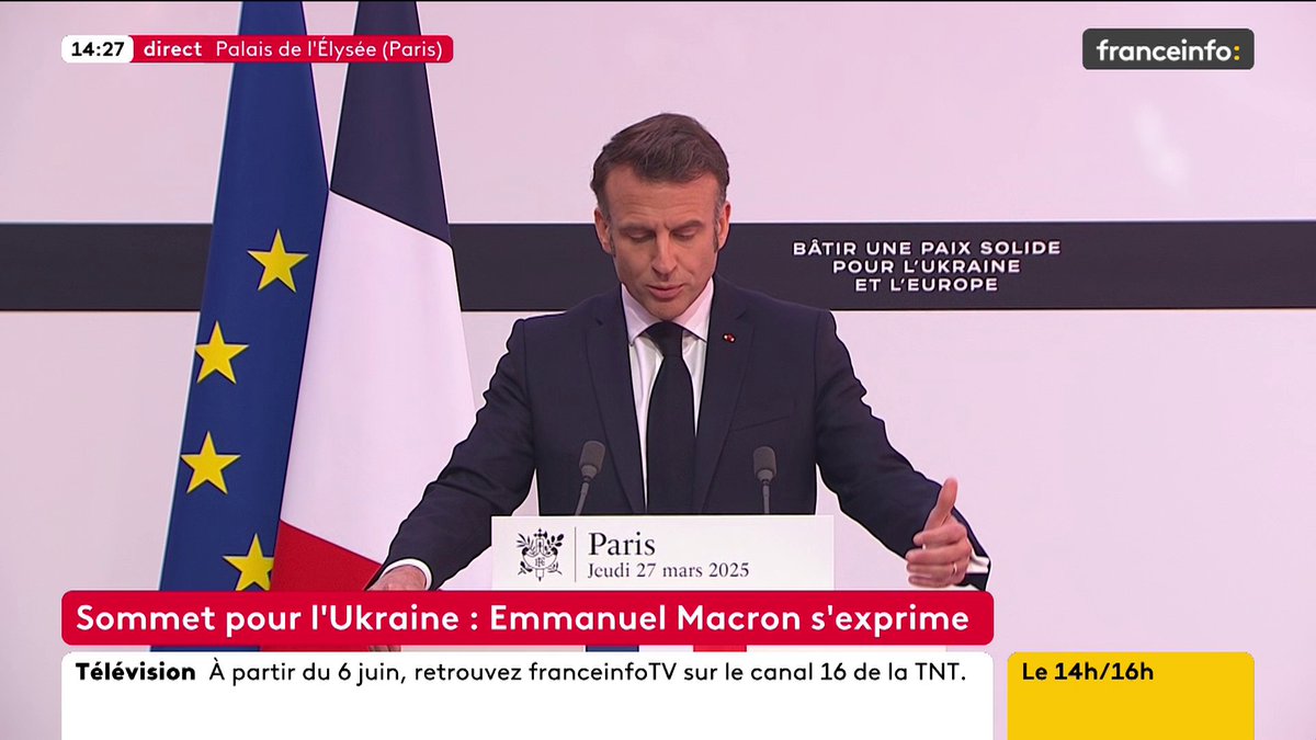 🔴🗣 Emmanuel Macron annonce l'envoi "dans les prochains jours" d'une "équipe franco-britannique en Ukraine" pour "préparer ce que sera le format de l'armée ukrainienne de demain", "en termes de taille", "en termes d'équipements". 📺#franceinfo #canal