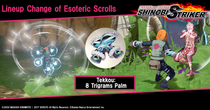 📜 Esoteric Scrolls Lineup Update 📜 New items are now available in the latest Esoteric Scrolls update! #NTBSS ● Tekkou: 8 Trigrams Palm ● Scientific Ninja Tool "Rhombus Blade" ● Scientific Ninja Tool "Jade Sky"