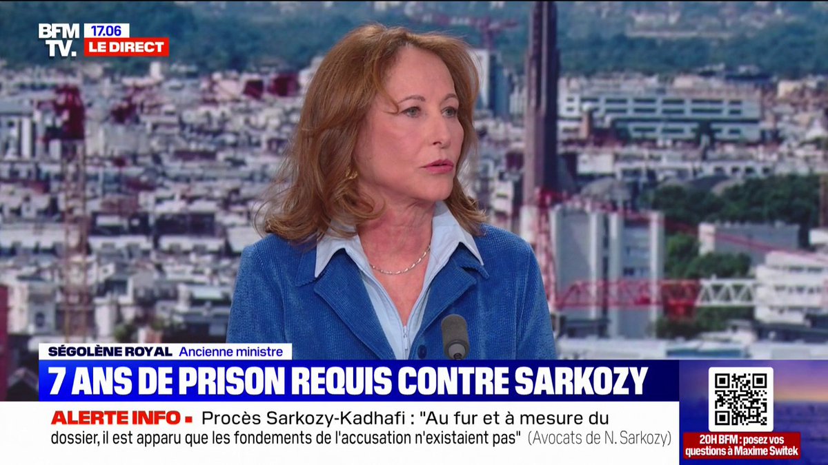 💬 "Il y avait une vraie inégalité de moyens" Après les 7 ans de prison requis contre Nicolas Sarkozy lors du procès Kadhafi, Ségolène Royal revient sur la présidentielle de 2007