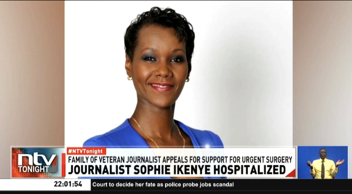 Journalist Sophie Ikenye Hospitalised: Long-serving and celebrated journalist Sophie Ikenye remains admitted in hospital after battling an illness for over eight months. Her family tells NTV that the financial load is heavier than they can bear. #NTVTonight Ben Kitili