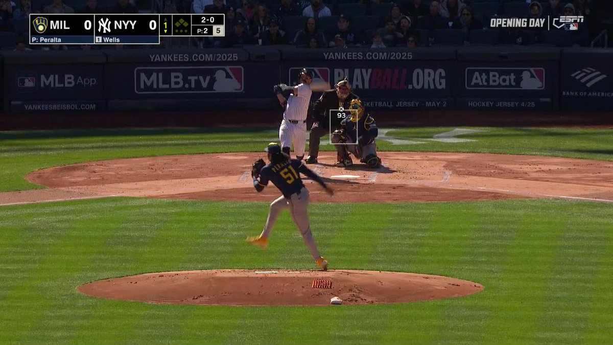 First at-bat of the season for the Yankees... Dinger.
