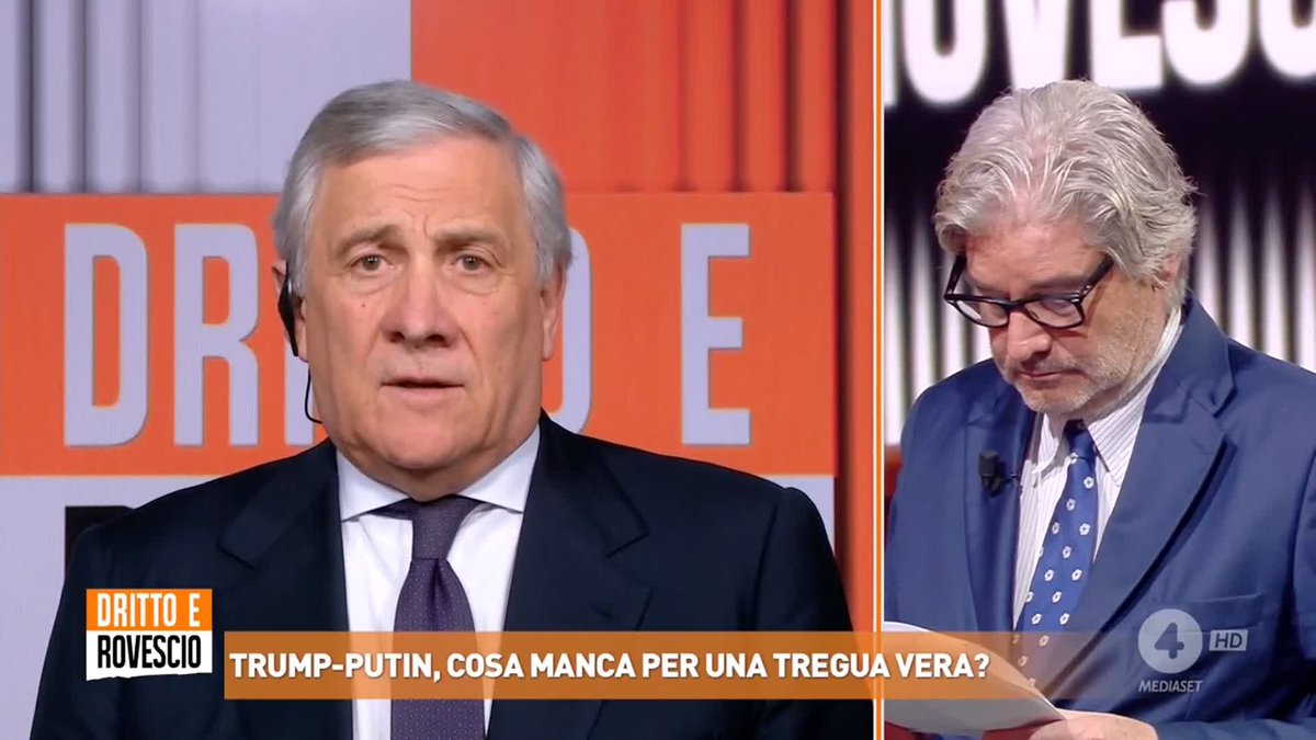 L'intervista al ministro Antonio Tajani: "Oggi l'Europa ha dato un messaggio molto chiaro: si mantengono le sanzioni alla Russia" Ora a #DrittoeRovescio in diretta su #Rete4 e in streaming su Mediaset Infinity