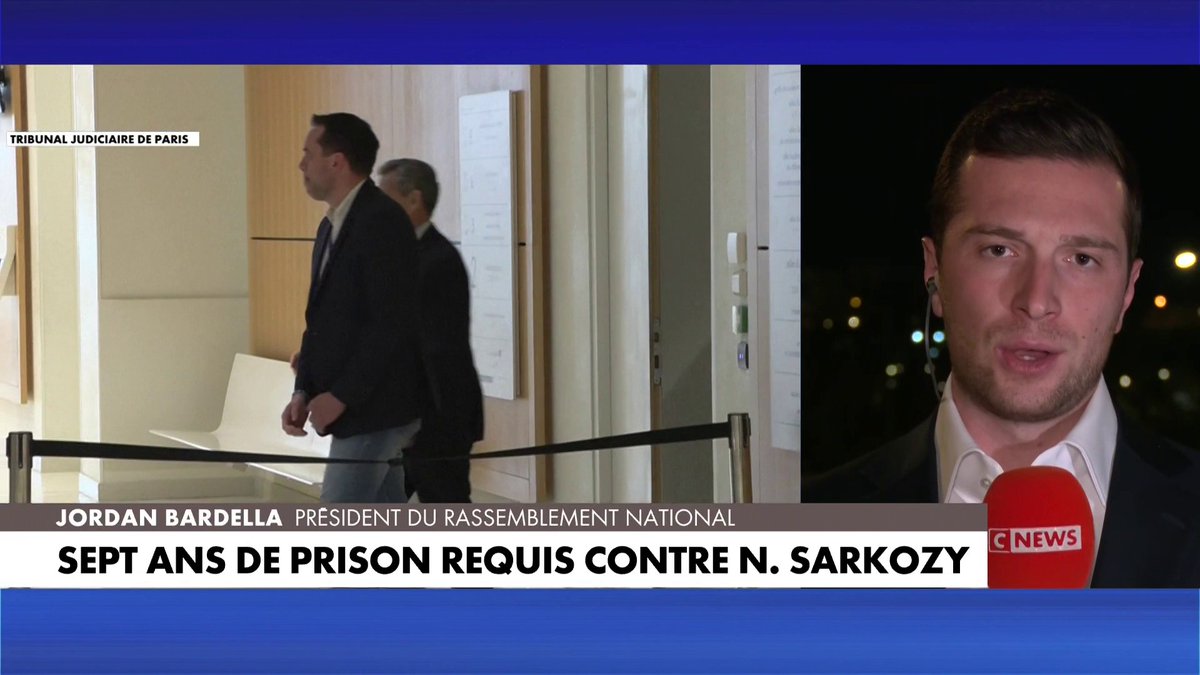 Jordan Bardella : «On voit qu'une partie des juges ne jugent pas en droit, mais fait de la politique. On a le sentiment que les réquisitions reposent sur des considérations politiques parce que c'est Nicolas Sarkozy.»
