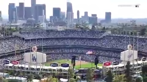 Raising the banner for the 2024 World Series Champs! #OpeningDayLA