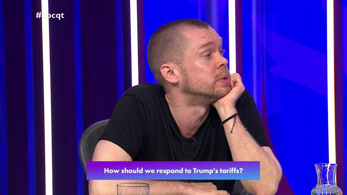 โLook very carefully at what happens to American living standards in the next 3 or 4 yearsโฆ because that could happen hereโ Economist Gary Stevenson says itโs not in the USAโs interest to tariff the UK, but we should look at building UK alternatives to US tech firms #bbcqt