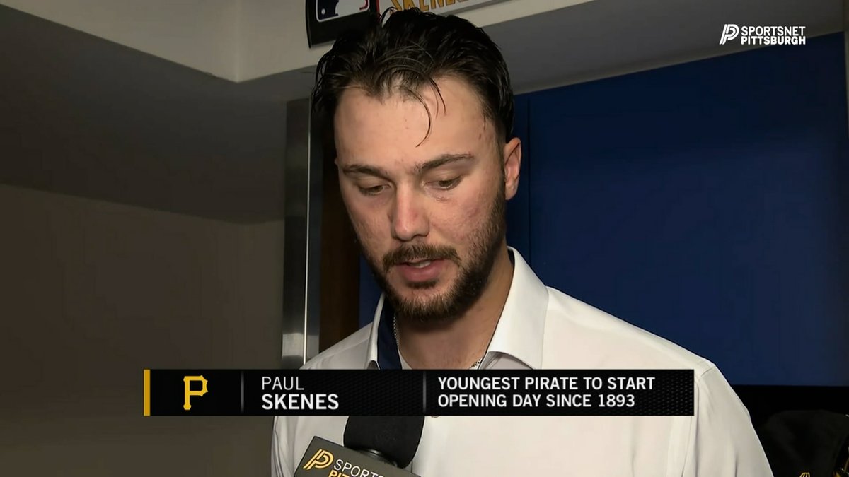"Pretty damn good start. Just got a little sloppy there at the end—just got to execute a little quicker in that sixth inning. Other than that, I was pretty happy with it." Paul Skenes reflects on his first #OpeningDay start.