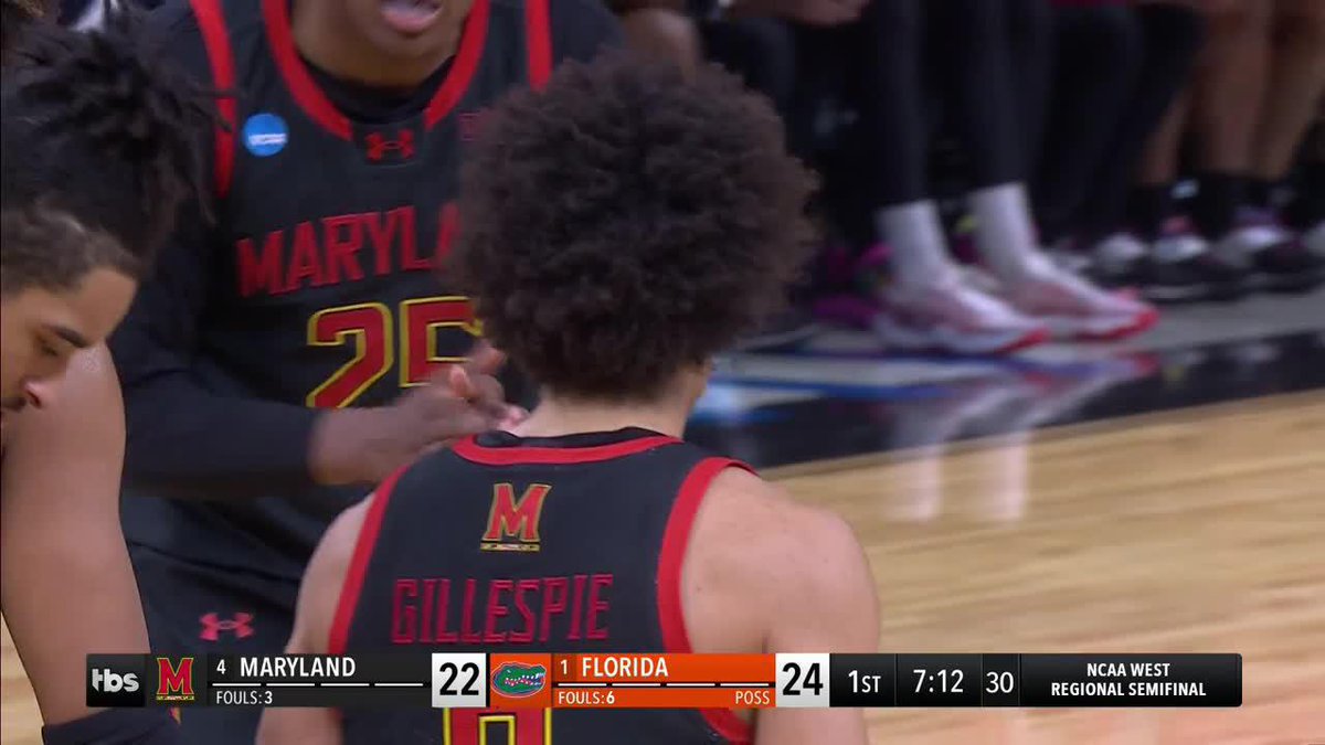 What a sequence from Ja'kobi Gillespie out of the break 👀 #MarchMadness Maryland Men’s Basketball