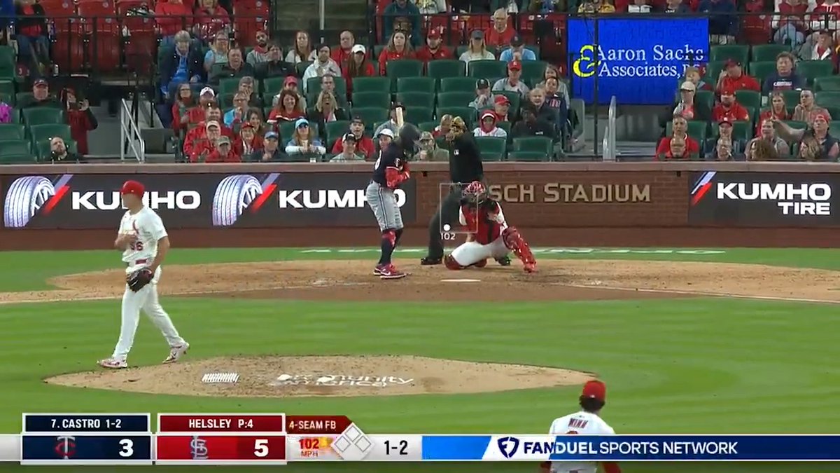 Ryan Helsley fires one in at 102 MPH for the backwards K! Good luck hitting that 😱 #OpeningDay