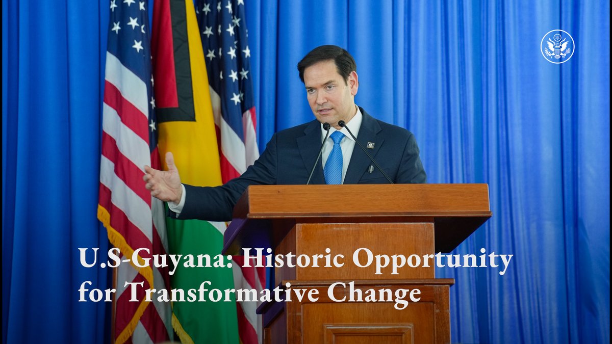 “This is one of the most exciting places in the world to be right now, because you have the opportunity, at this moment, to transform this country for generations, and we want to be your partner.” — Secretary Marco Rubio during a joint press availability in Guyana.