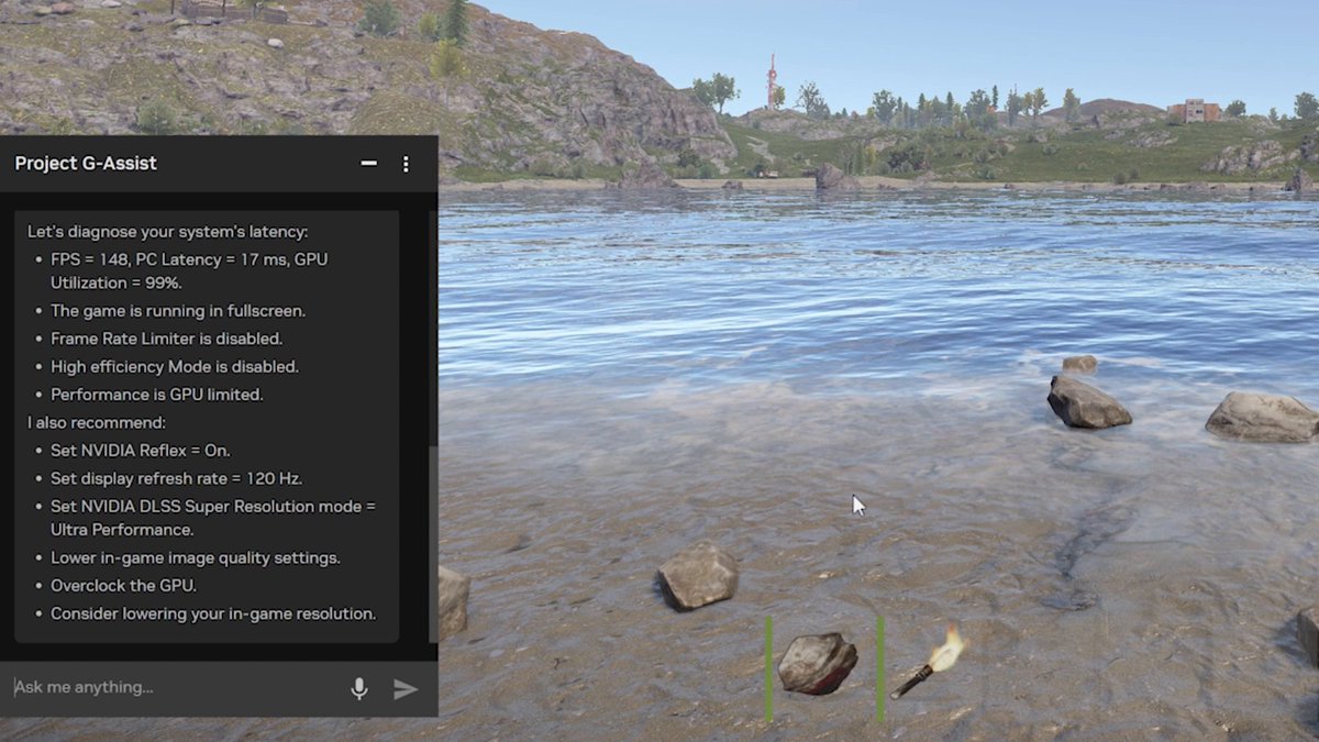 Project G-Assist は GeForce RTX PC による AI アシスタント機能です。システムの調整、制御、最適化を支援します。Project G-Assist システムアシスタント機能は、NVIDIA アプリを通じて利用可能です。 詳細はこちら: