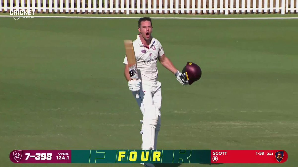 Pure elation! A #SheffieldShield final century of the highest quality by Jack Wildermuth 👏