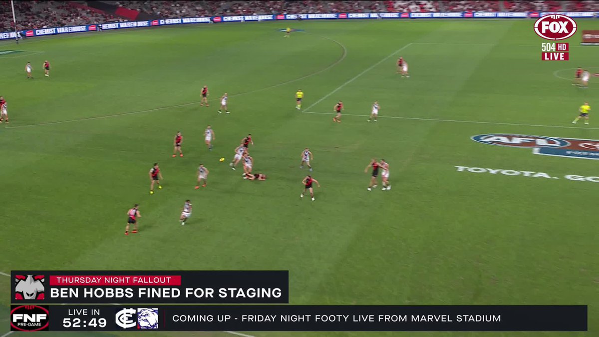 "How can you say that he's staging? ... He's not paying that fine." Should Ben Hobbs appeal this $1500 fine? 📺Watch #AFLBluesDogs LIVE on ch.504 or stream on Kayo: ✍️ BLOG 🔢 MATCH CENTRE