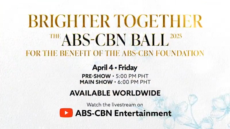 #BrighterTogether: We cordially invite you to catch The ABS-CBN Ball 2025 Red Carpet Special livestream! Witness your favorite stars come together for the benefit of the ABS-CBN Foundation on April 4, Friday.