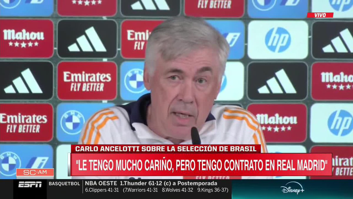 Ancelotti: "Tenho muito carinho pela Seleção Brasileira, sua torcida, seus jogadores, mas tenho contrato com o Real Madrid".