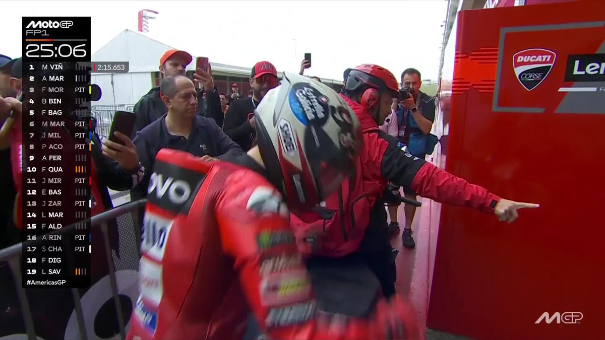 Time to regroup ⏪ Marc Márquez has made it back to the box 🔙 #AmericasGP 🇺🇸