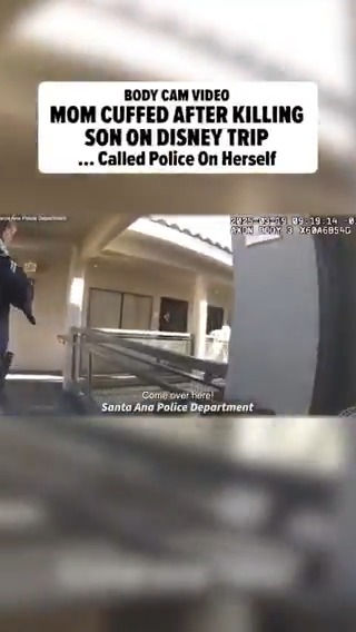 Chilling body cam video shows the arrest of a mother who police say called 911 on herself after she allegedly stabbed her 11-year-old son to death during a stay at a Santa Ana motel for a trip to Disneyland. Full story: 🎥: Santa Ana Police Department