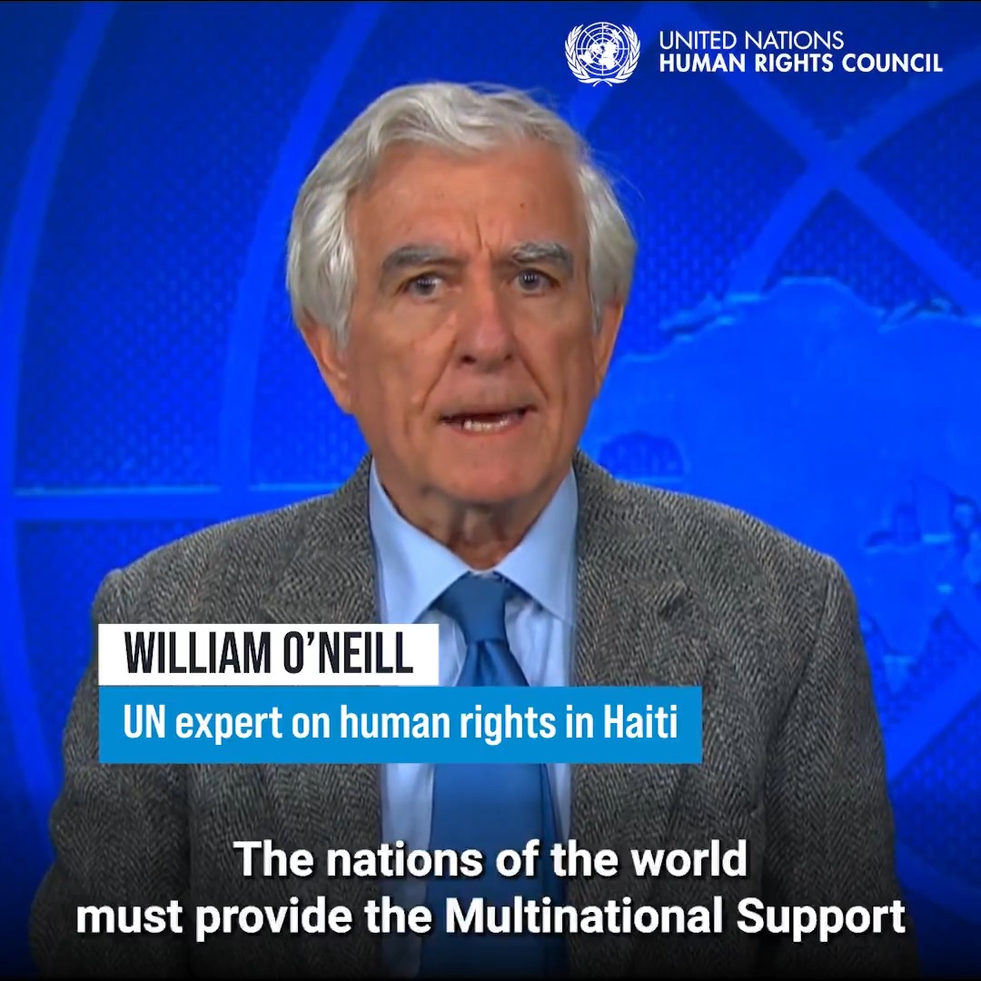 "Human rights violations have reached a scale and intensity that I have never seen before in Haiti," the UN expert on human rights in #Haiti, William O'Neill, told the United Nations Human Rights Council. “The time for action is now,” he told the international community at #HRC58.