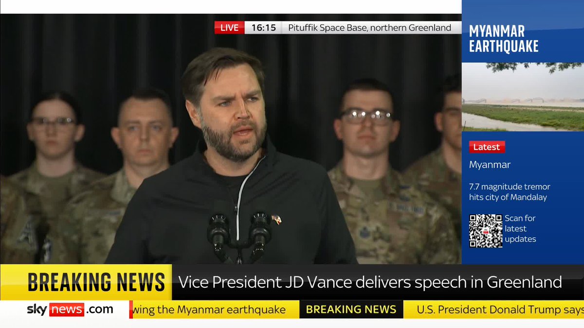 "Denmark hasn't done a good job at keeping Greenland safe" US vice president JD Vance also says that the surrounding areas are less safe because some allies in Europe "have not kept pace" 📺 Sky 501, Virgin 602, Freeview 233 and YouTube