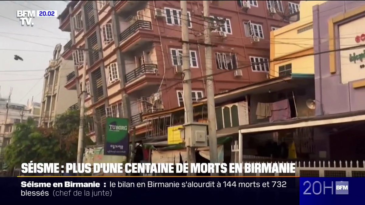 Séisme: plus d'une centaine de morts en Birmanie, plusieurs pays limitrophes également touchés