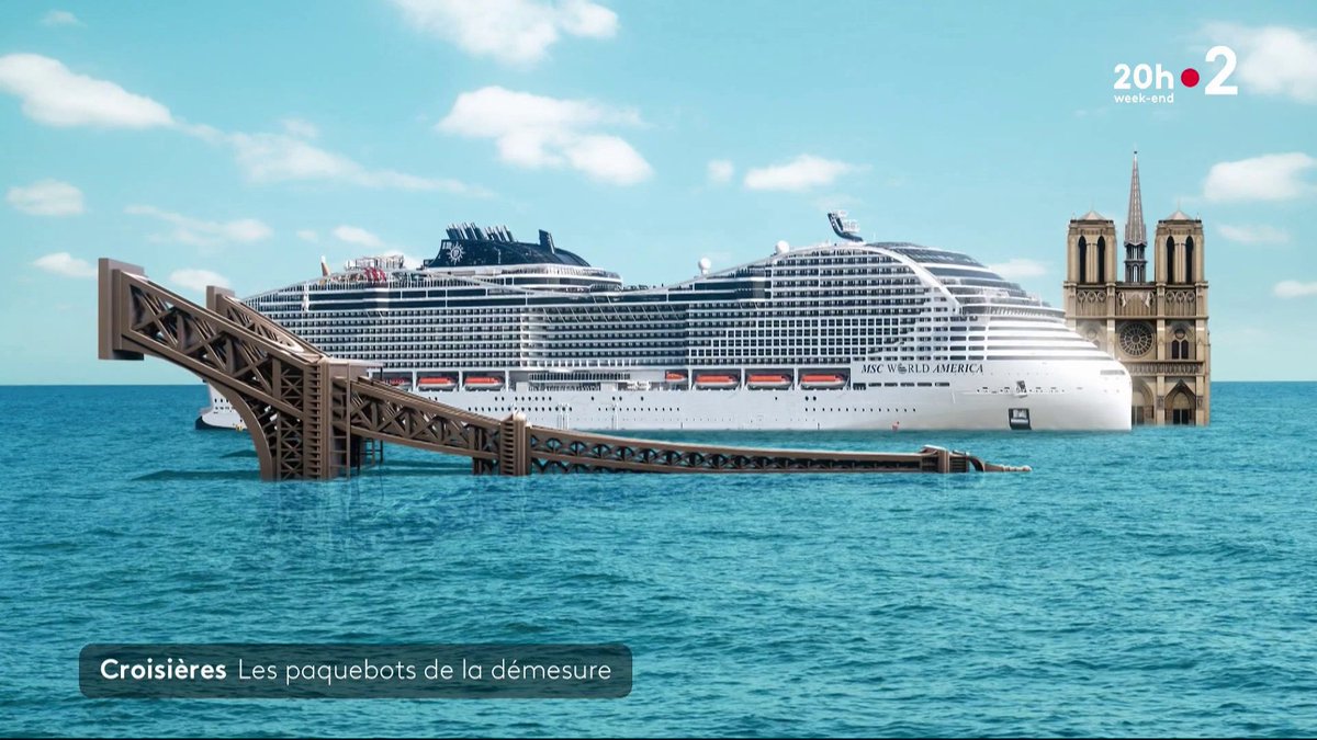 🛳 Plus long que la Tour Eiffel, aussi haut que Notre-Dame de Paris, après plus de deux ans de construction, le paquebot MSC World America a pris le large vers les États-Unis. Long de 333 mètres, il peut accueillir plus de 6 700 passagers et environ 2 000 membres d'équipage.