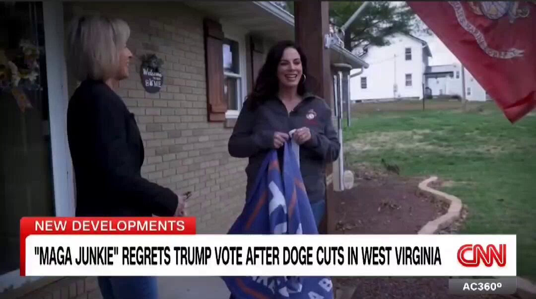 JUST NOW: A self identified “MAGA junkie” says she regrets her vote and has taken down her Trump sign after she was fired by DOGE. The firing took her completely by surprise because she had the highest job performance rating. Do you think she deserves it?