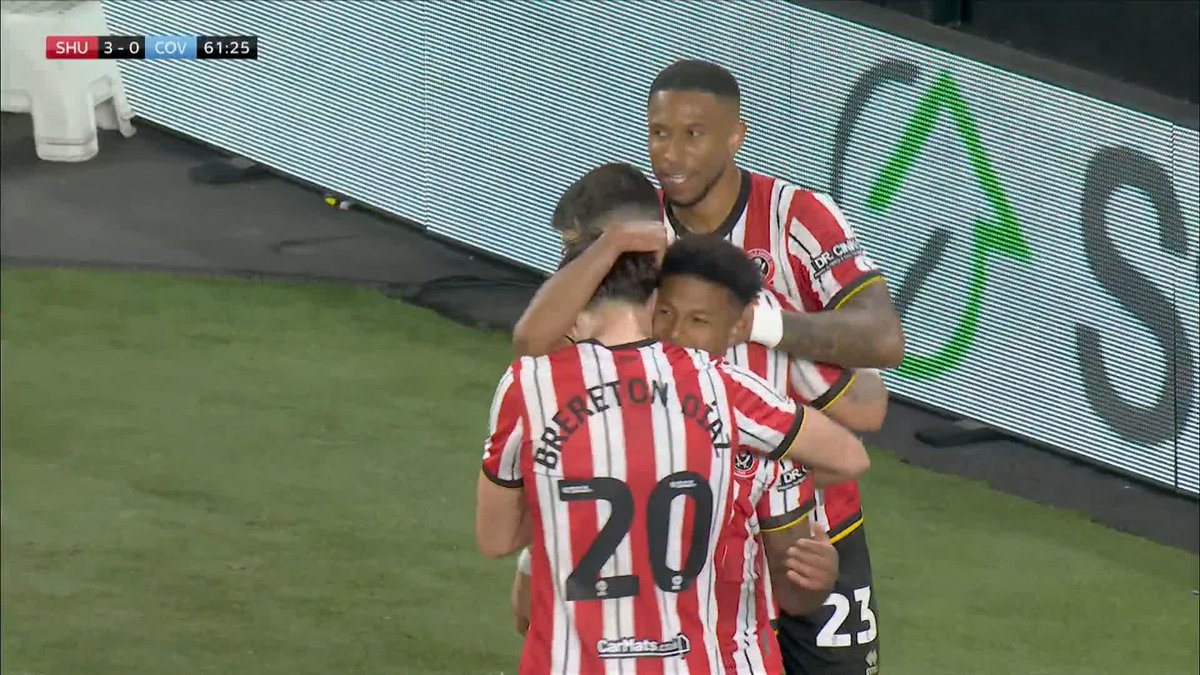 Rhian Brewster fires into the back of the net to score Sheffield United's third goal! 🔥