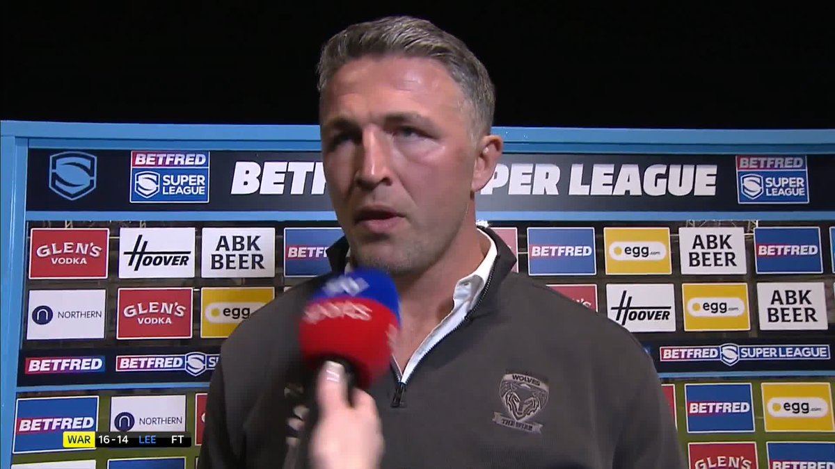 "Really proud of them" 🤩 Warrington Wolves head coach Sam Burgess on defeating Leeds Rhinos 16-14 🐺