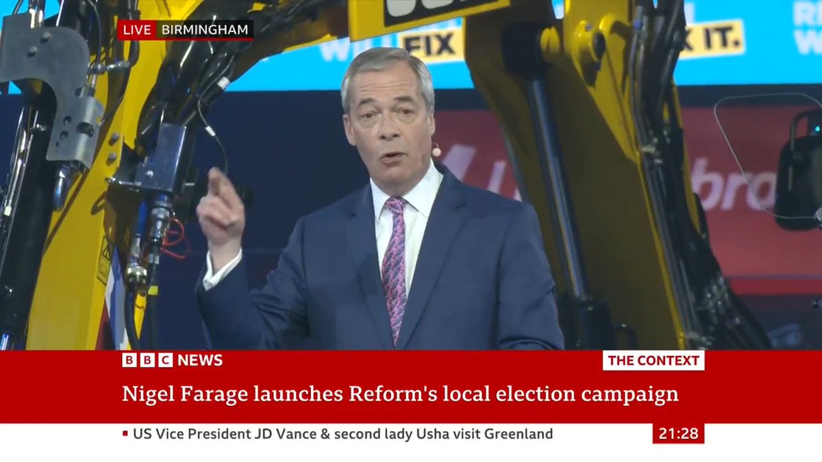 "This party is full of people who believe we can turn this around and get our country back on track," Reform leader Nigel Farage says as he launches his party's local election campaign ahead of polling on 1 May