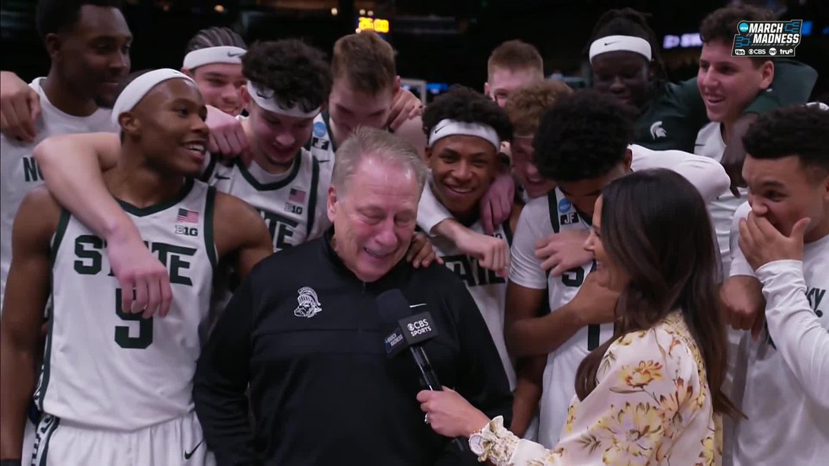 "Coach, are you tearing up?" Tom Izzo and Jase Richardson join Tracy Wolfson after an emotional win for Michigan State Men's Basketball.