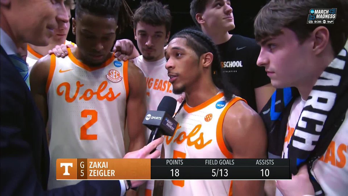 Zakai Zeigler on what the Vols are bringing into the Elite 8: "Toughness, grit, you know we're going to play Tennessee basketball" Tennessee Basketball