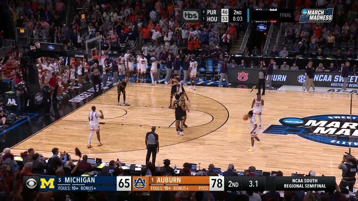 "Auburn is ELITE once again!" 🎙️ The Tigers are through to their third Elite 8 in program history 🙌 #MarchMadness