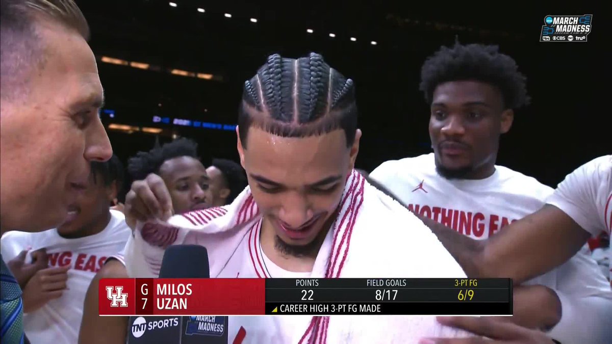 The Cougars gave Milos Uzan the SGA treatment after his game-winner 🤣
