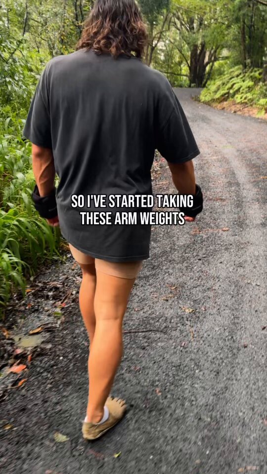 walking with weights super anabolic to make your stroll harder than normal These arm weights turn gravity up a bit And your body learns to move more synergistically when you’re doing a natural movement like walking, but you have weight attached I’ve tried rucking (walking with a heavy backpack) which i recommend also for more anabolic work.