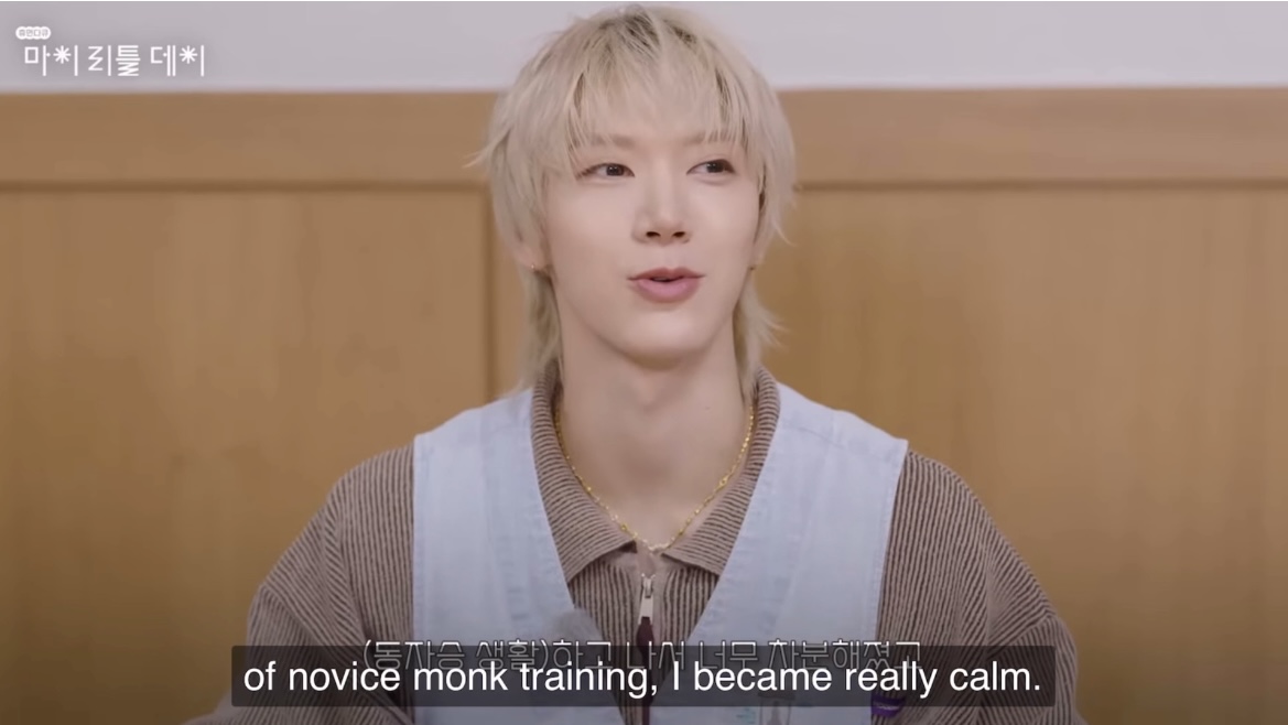 “when i was 14, i was a (novice) monk too. i even shaved my head.” “after two weeks of training, i became really calm. when something made me mad, i’d just think ‘it happens’. that mindset lasted about a month. but then i just exploded. by the second month, i lost it” TEN 😭