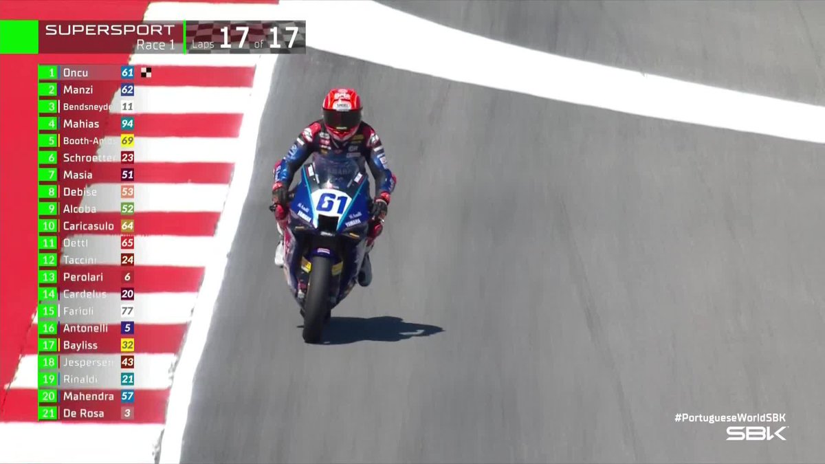 A stoppie to celebrate it 🎉 A p-e-r-f-e-c-t race by the Turkish rider Can Oncu 🇹🇷🏆 #PortugueseWorldSBK 🇵🇹